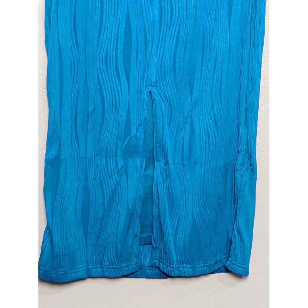 Pretty Garden Tube Top Textured Maxi Dress Womens XL Blue Strapless Summer - Picture 5 of 11